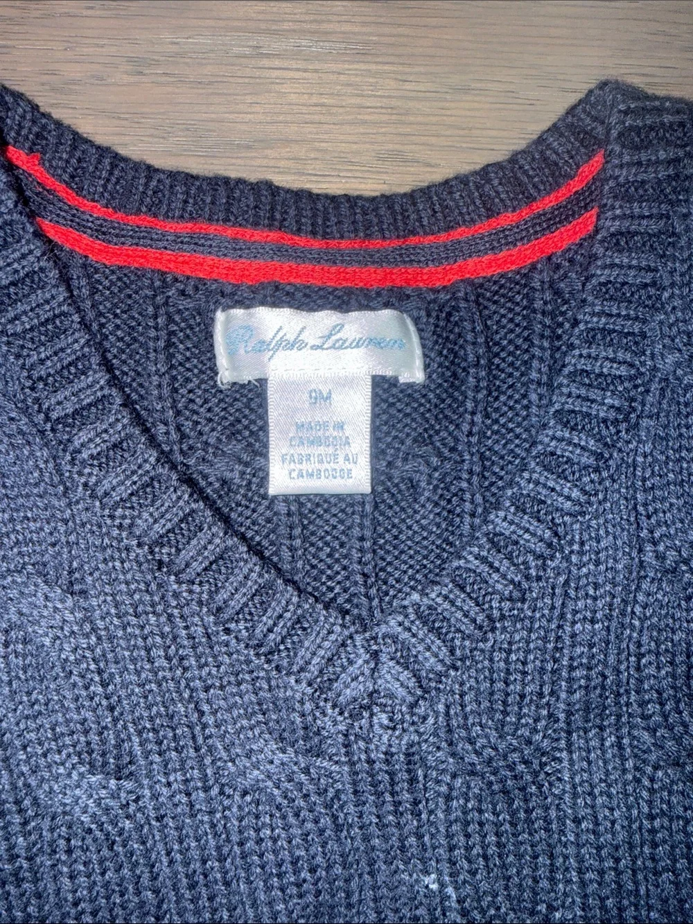 Ralph Lauren Navy Cable Knit Vest with Red Pony